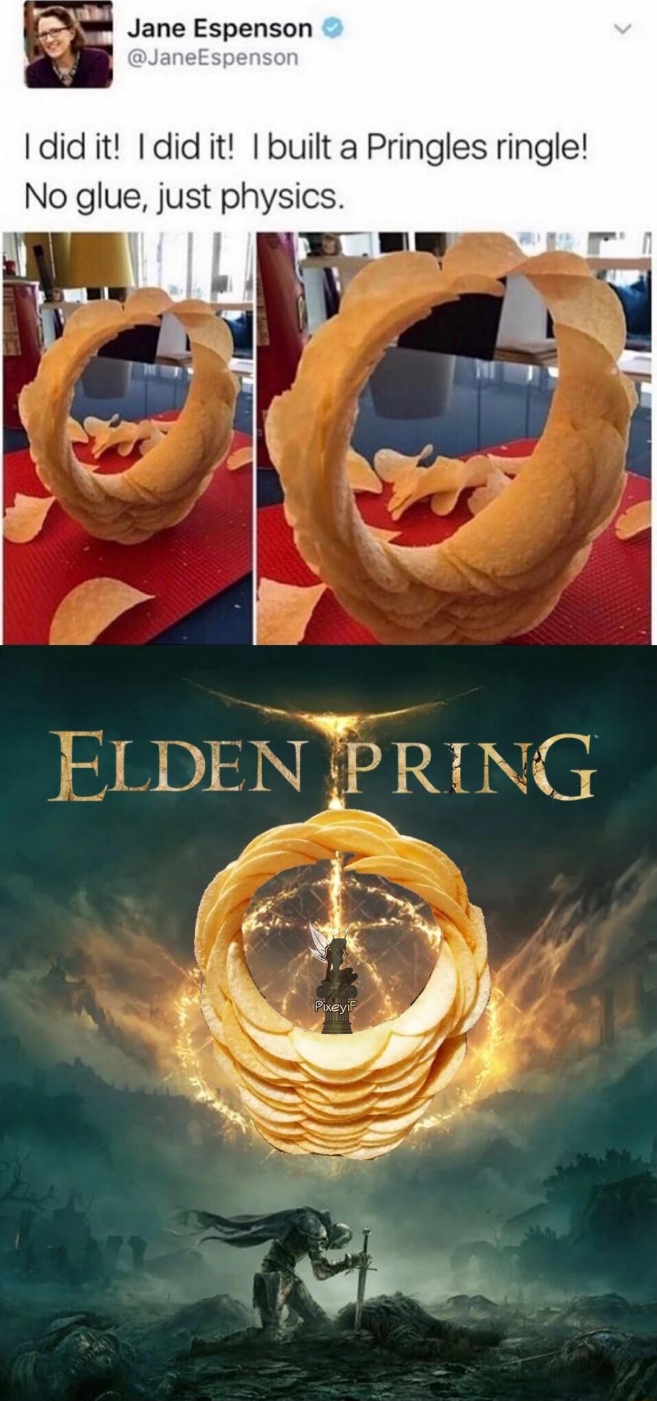 Jane Espenson Ididit Ididit built a Pringles ringle No glue just physics