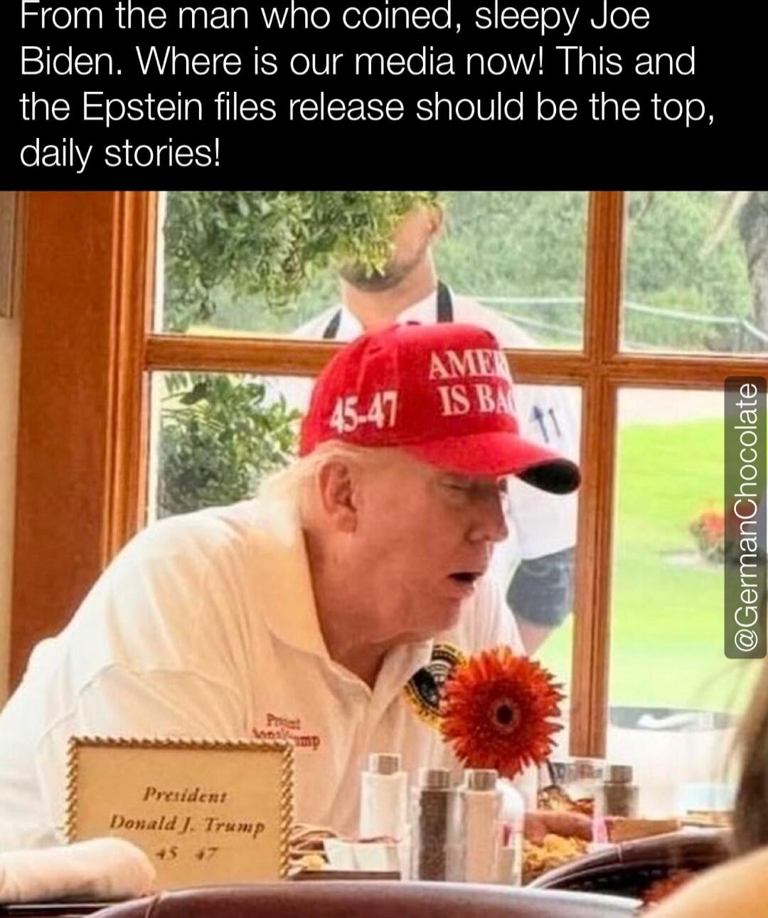 From the man who coined, sleepy Joe Biden. Where is our media now! This and the Epstein files release should be the top, daily stories!