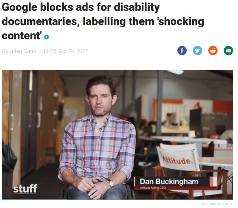 Google blocks ads for disability documentaries labelling them shocking content Dan Buckingham I 8
