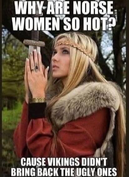 WHY ARE NORSE WOMEN SO HOT? CAUSE VIKINGS DIDN'T BRING BACK THE UGLY ONES