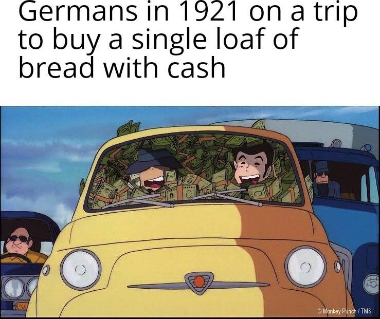Germans in 1921 on a trip to buy a single loaf of bread with cash