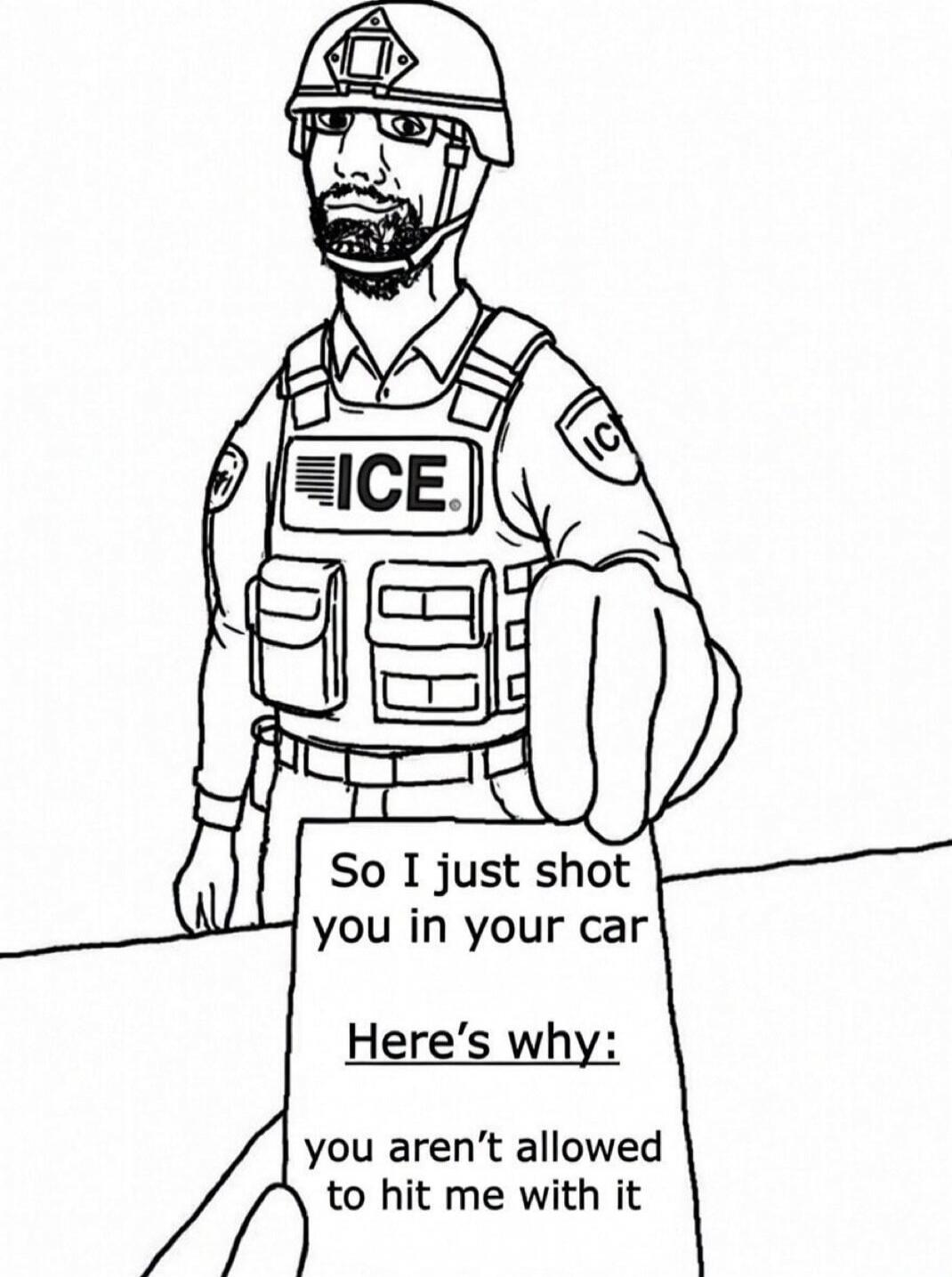 So I just shot you in your car Here's why: you aren’t allowed to hit me with it