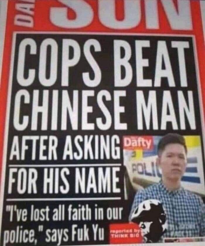 COPS BEAT CHINESE MAN AFTER ASKING B o FORHIS NAME 55 1ve lst allaithin our o8