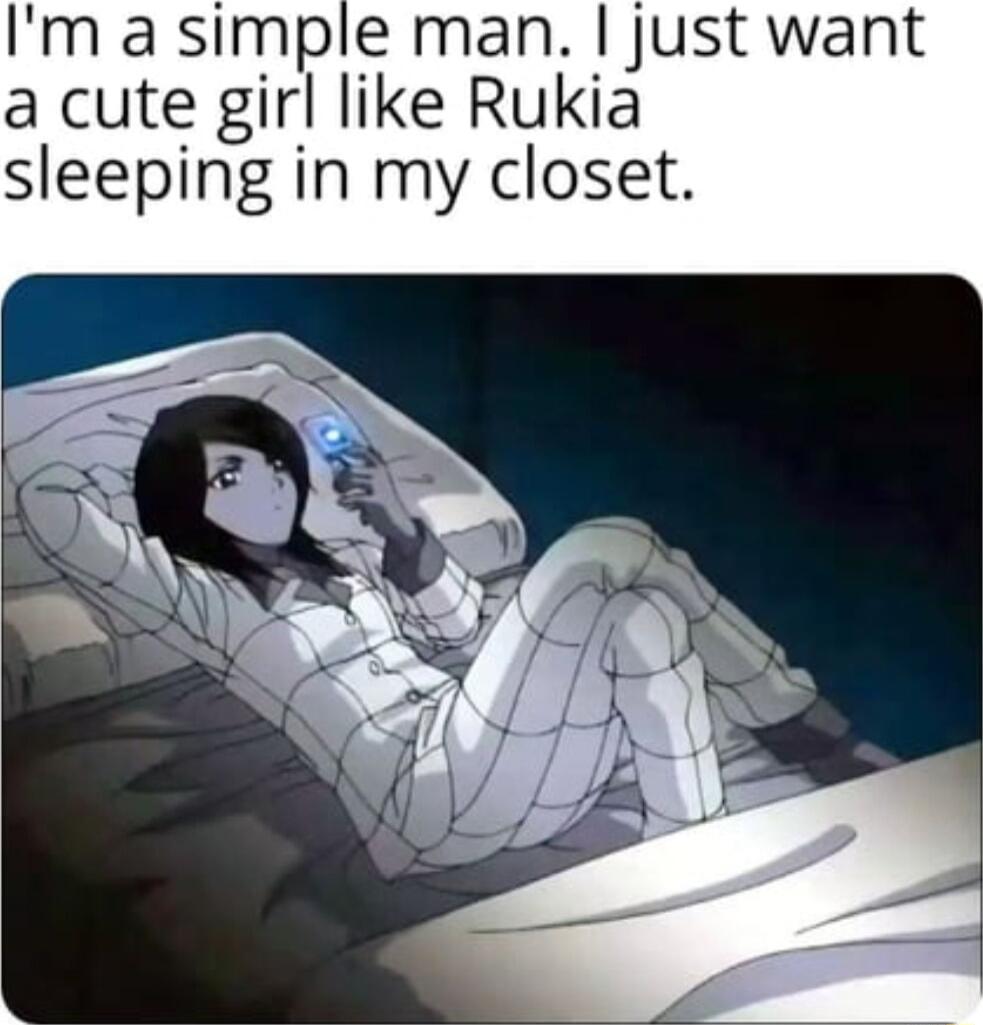 Im a simple man just want a cute girl like Rukia sleeping in my closet