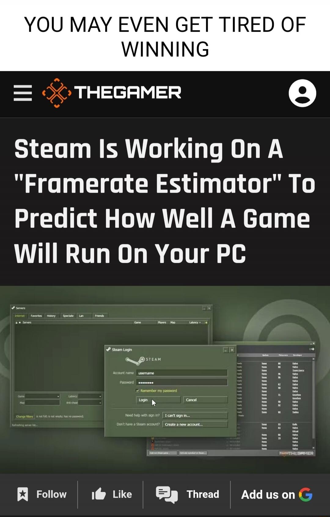 YOU MAY EVEN GET TIRED OF WINNING THEGAMER Steam Is Working On A 
