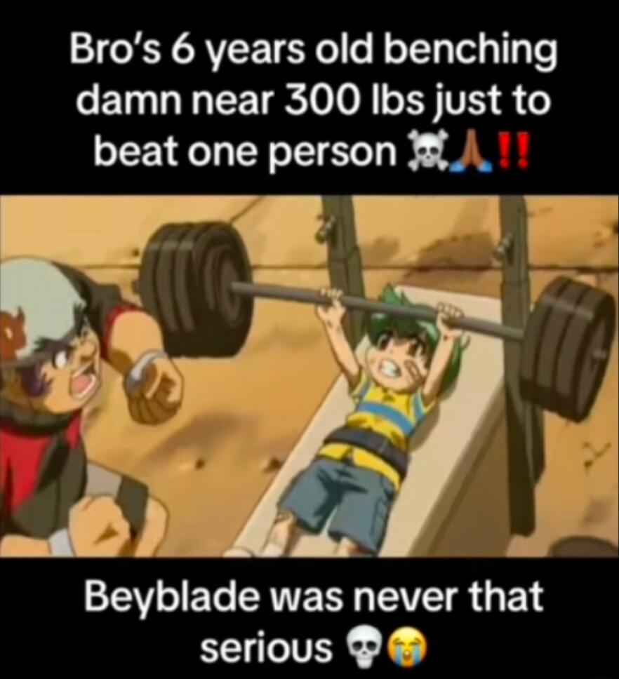 Bro's 6 years old benching damn near 300 lbs just to beat one person 💀🙏‼️ Beyblade was never that serious 💀😭