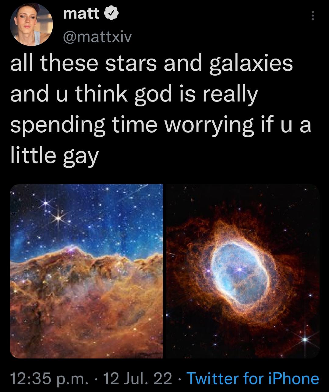 matt mattxiv IR ETES ETERE o Re W L NVR G0 leTe RENT EVY spending time worrying if u a little gay 1235 pm 12 Jul 22 Twitter for iPhone