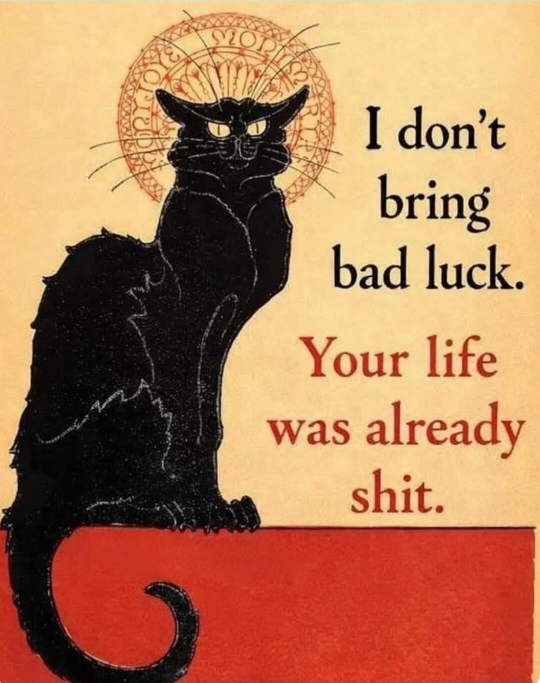 I don't bring bad luck. Your life was already shit.