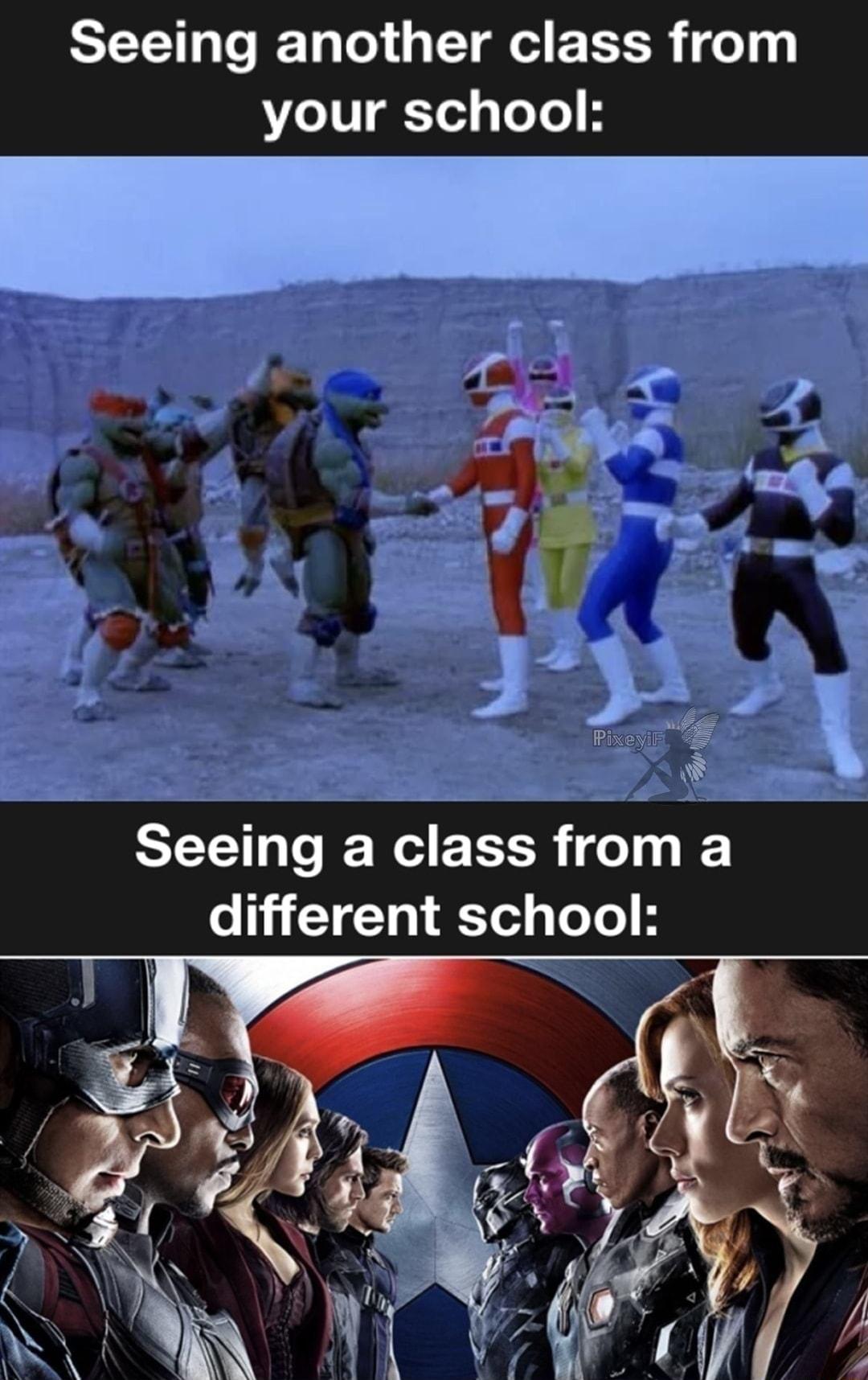 Seeing another class from your school Seeing a class from a different school y