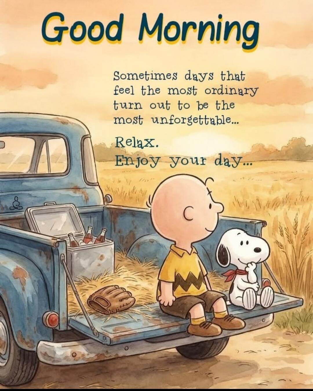 Good Morning. Sometimes days that feel the most ordinary turn out to be the most unforgettable... Relax. Enjoy your day...