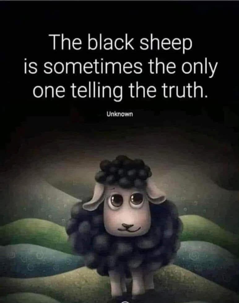 The black sheep is sometimes the only one telling the truth. Unknown