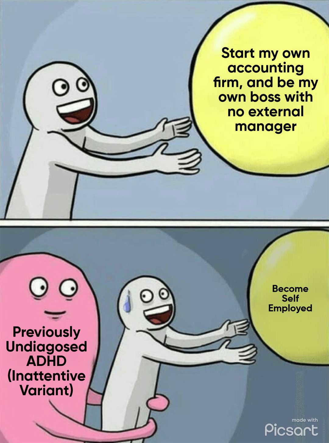 Start my own accounting firm and be my own boss with no external manager Q0 Previously Undiagosed ADHD Inattentive Variant N