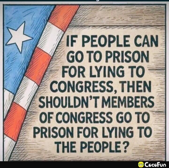 IF PEOPLE CAN GO TO PRISON FOR LYING TO CONGRESS, THEN SHOULDN'T MEMBERS OF CONGRESS GO TO PRISON FOR LYING TO THE PEOPLE?