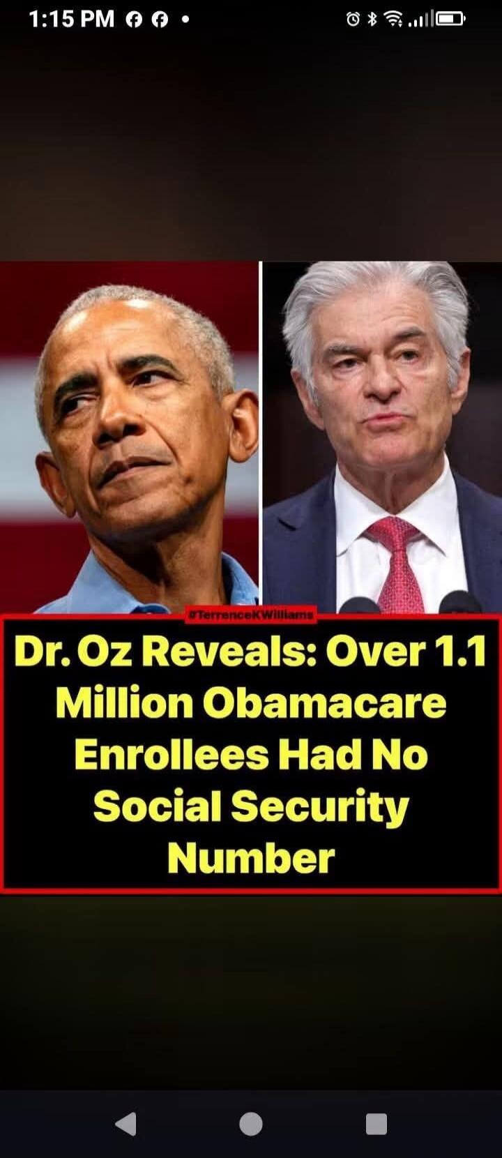 Dr. Oz Reveals: Over 1.1 Million Obamacare Enrollees Had No Social Security Number