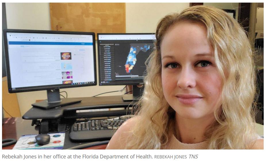 Rebekah Jones in her office at the Florida Department of He