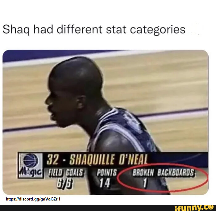 Shaq had different stat categories