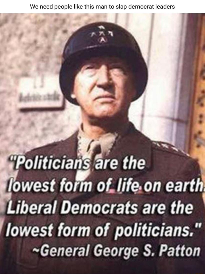 Doliticians are the bwest form of lifeon earth Liberal Democrats are the lowest form of politicians General George S Patton