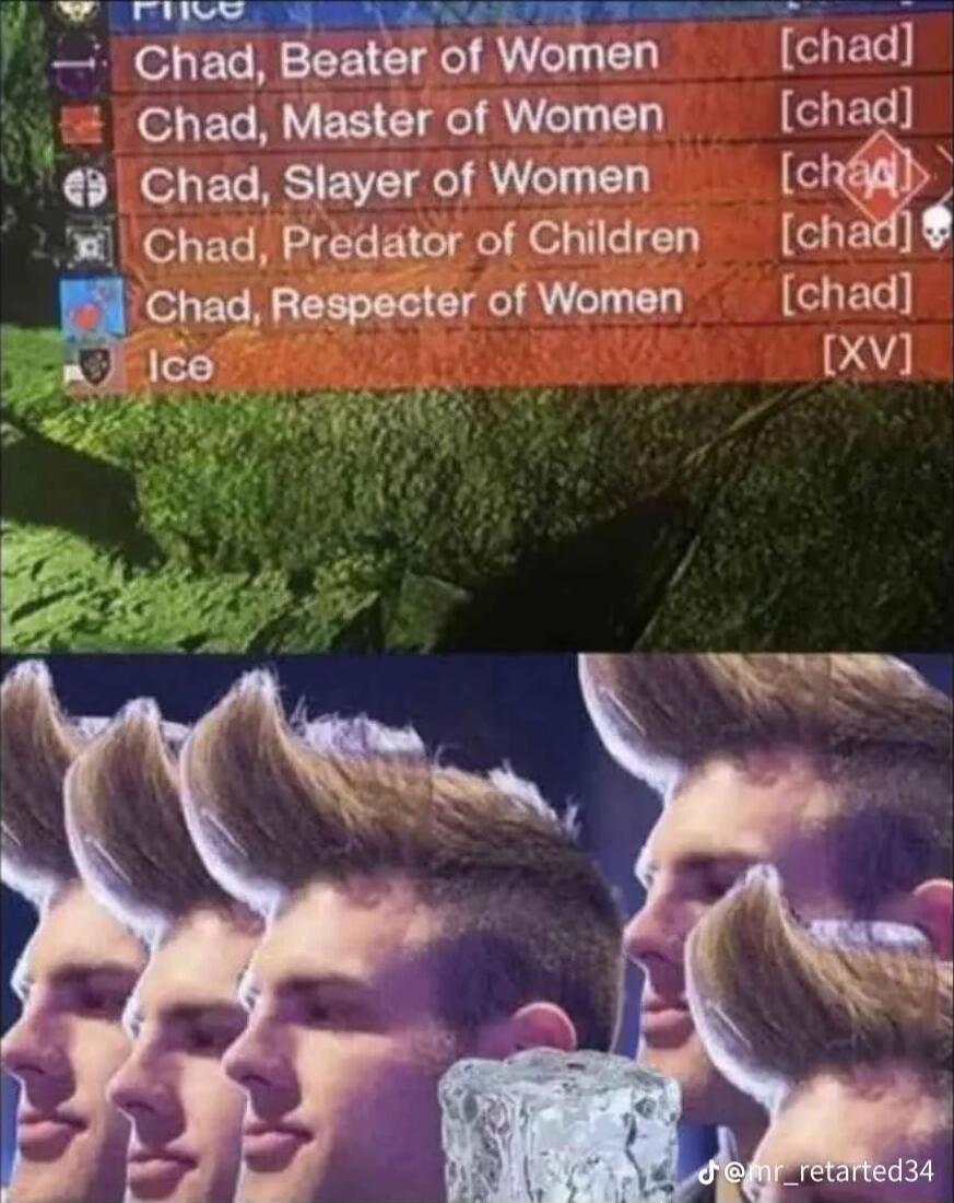 A VEE 3 f Chad Beater of Women Chad Master of Women SLECRCTE T Women Chad Pvator of Children A chad chad c chad COEC