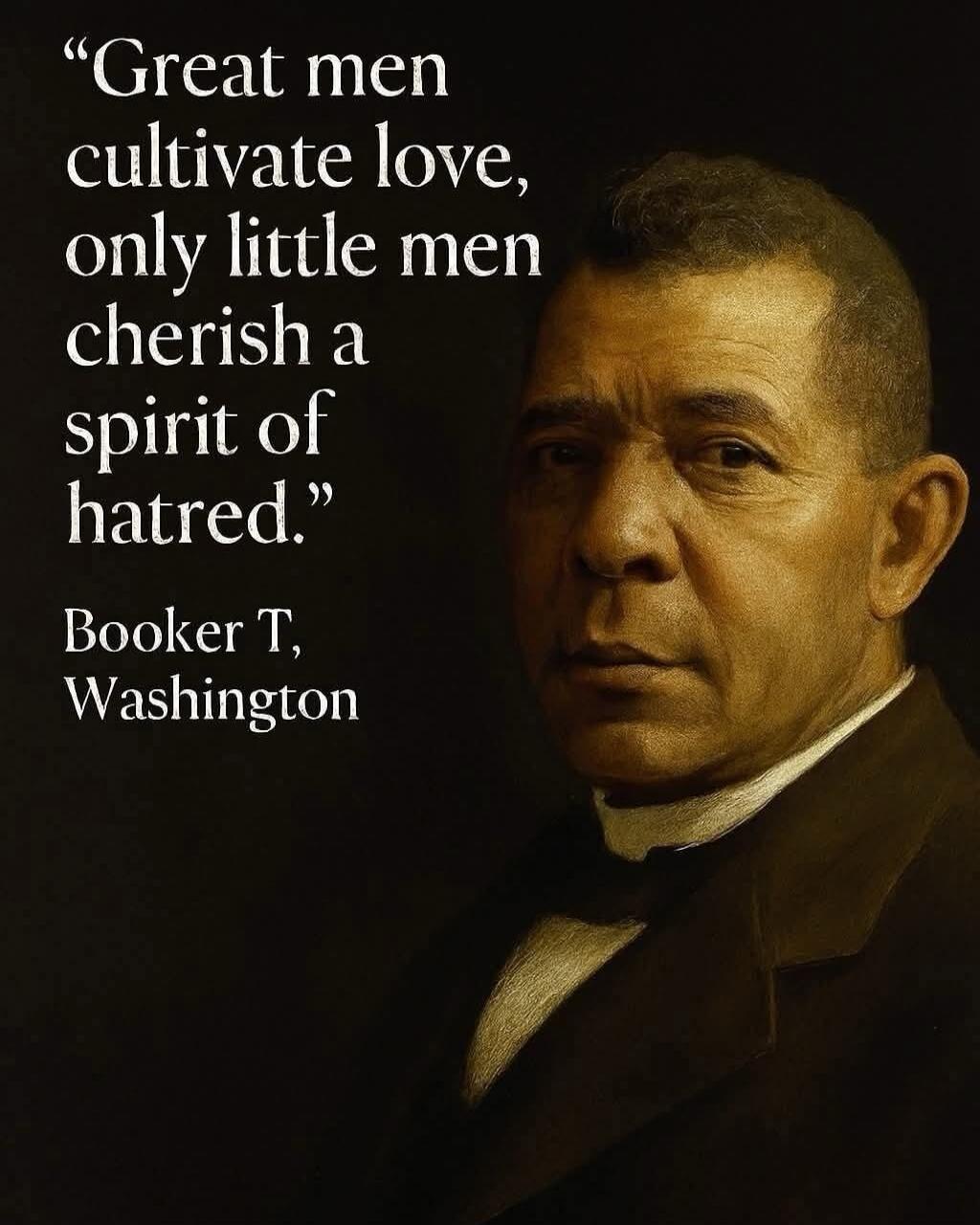 Great men cultivate love, only little men cherish a spirit of hatred.