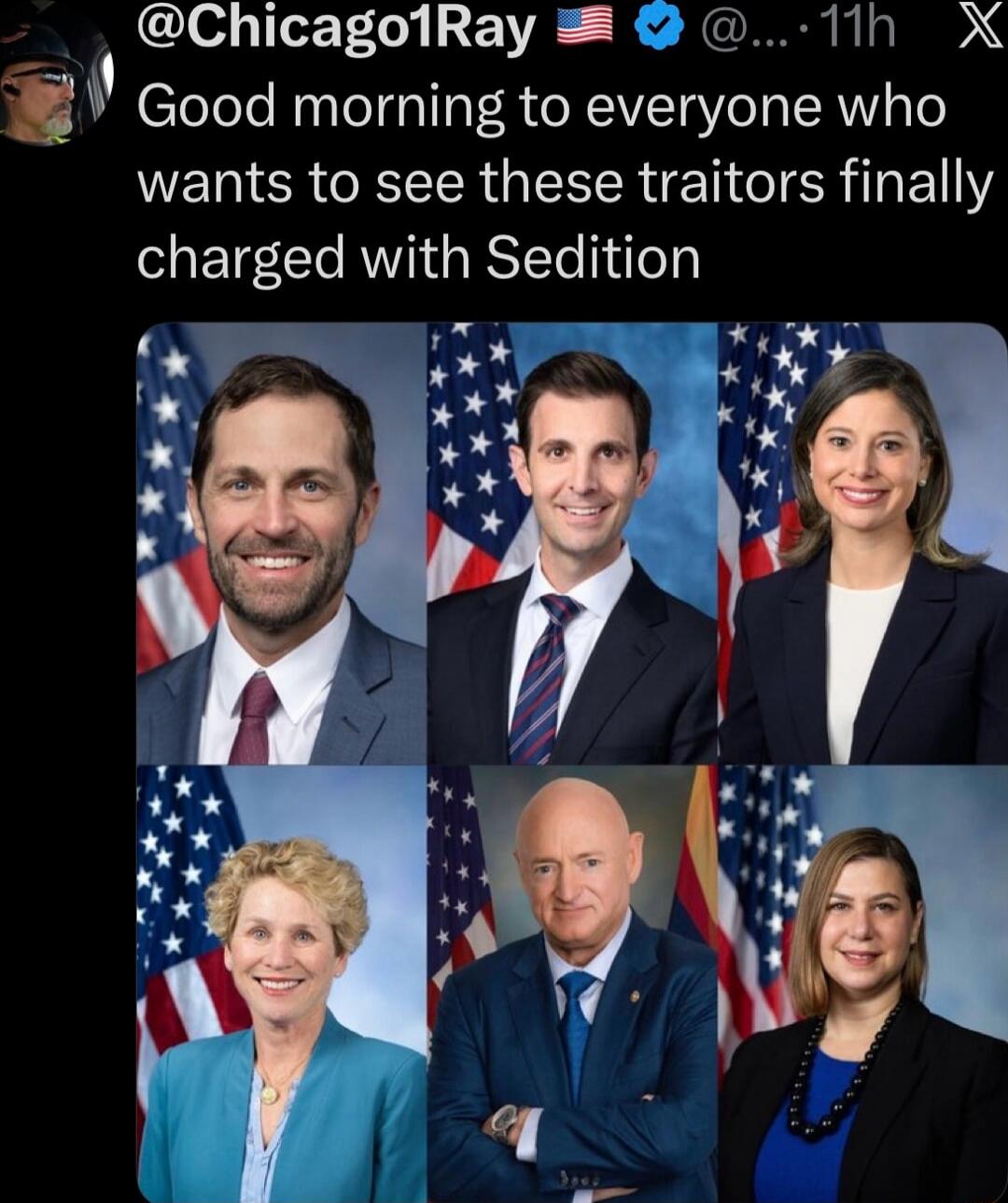 Good morning to everyone who wants to see these traitors finally charged with Sedition