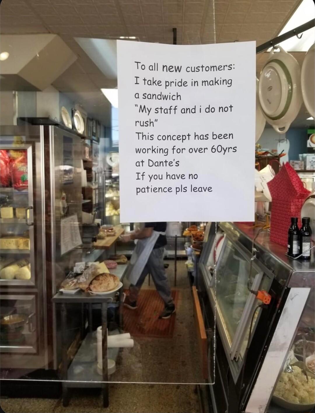 Toall new customer T take pride in making f and i do not has been working for over 60yrs af Dantes