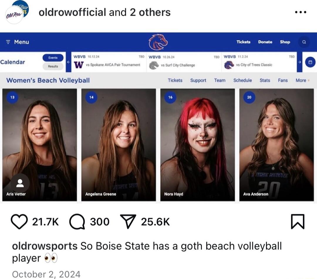 Y oldrowofficial and 2 others oldrowsports So Boise State has a goth beach volleyball player