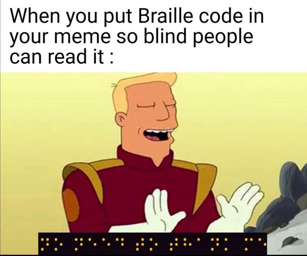 When you put Braille code in your meme so blind people canreadit
