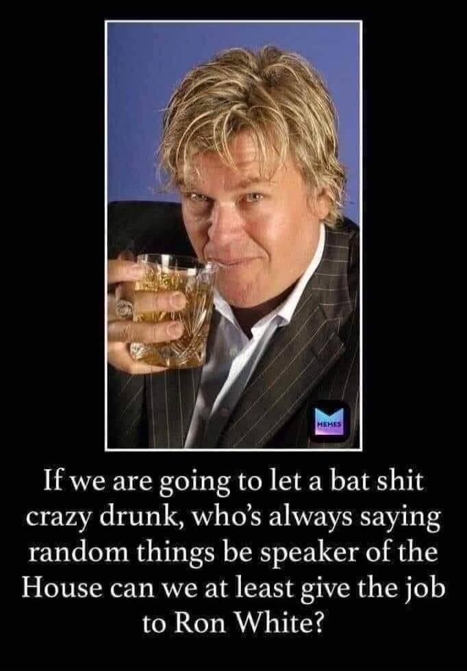 MEMES If we are going to let a bat shit crazy drunk, who's always saying random things be speaker of the House can we at least give the job to Ron White?
