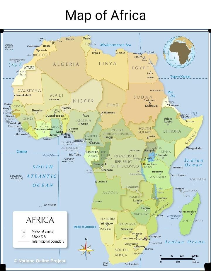 Map of Africa ALGERIA AFRICA T ey
