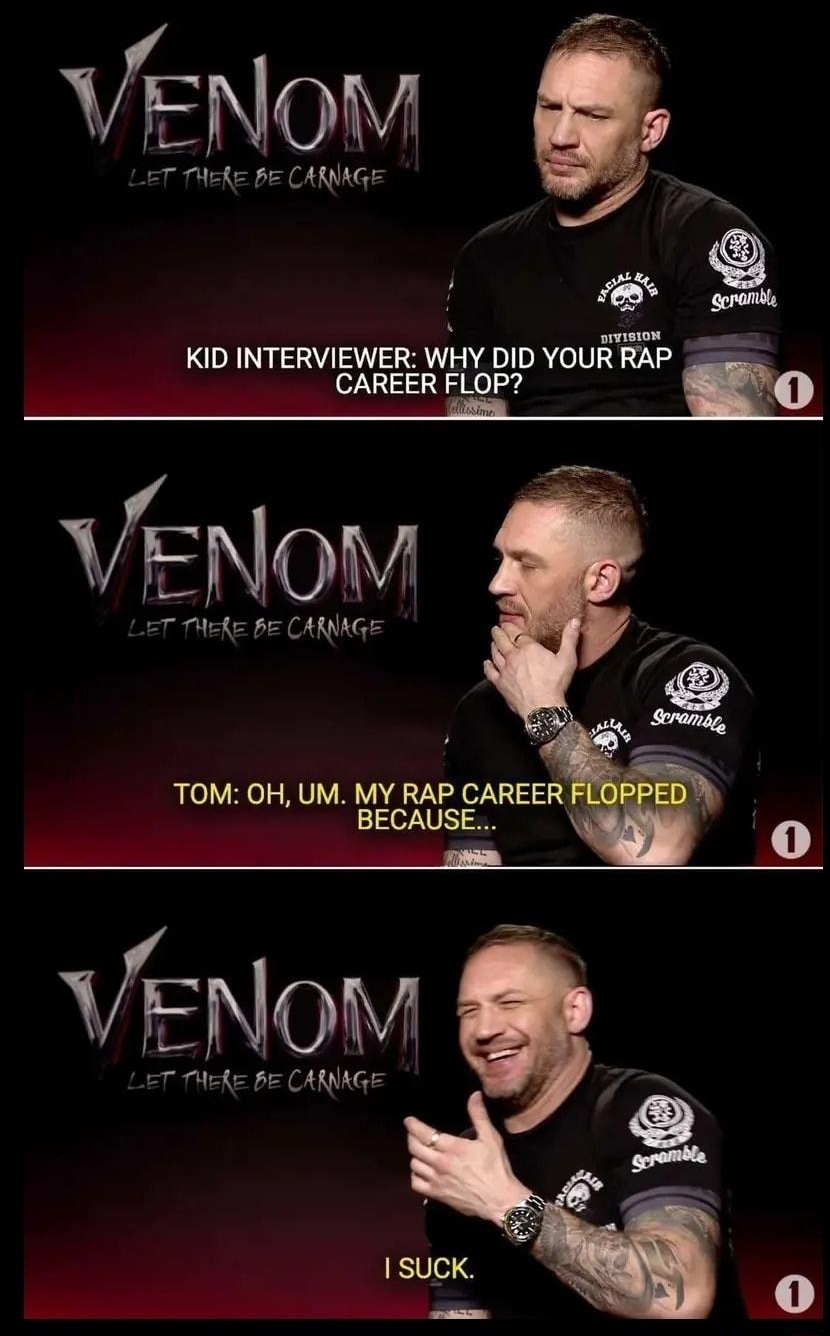 SN Q T Teke pE CARNAGE 9 goronit KID INTERVIEWER WHV DID YOURRAP m R ENOM T ke B CARAGE TOM OH UM MY RAP CAREER o7 AV T Pl P CARAGE VENoM 9