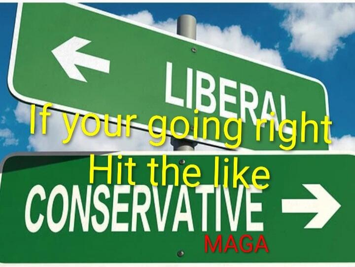 LIBERAL (left arrow)  CONSERVATIVE (right arrow)  If your going right Hit the like MAGA