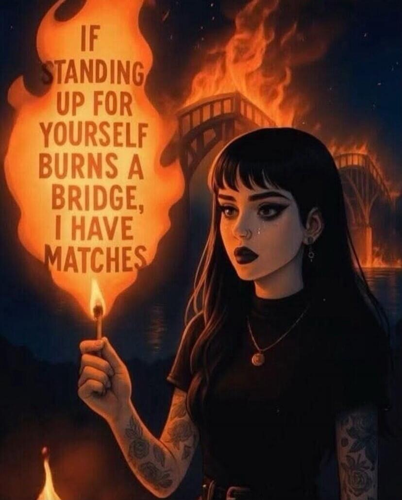 IF STANDING UP FOR YOURSELF BURNS A BRIDGE, I HAVE MATCHES