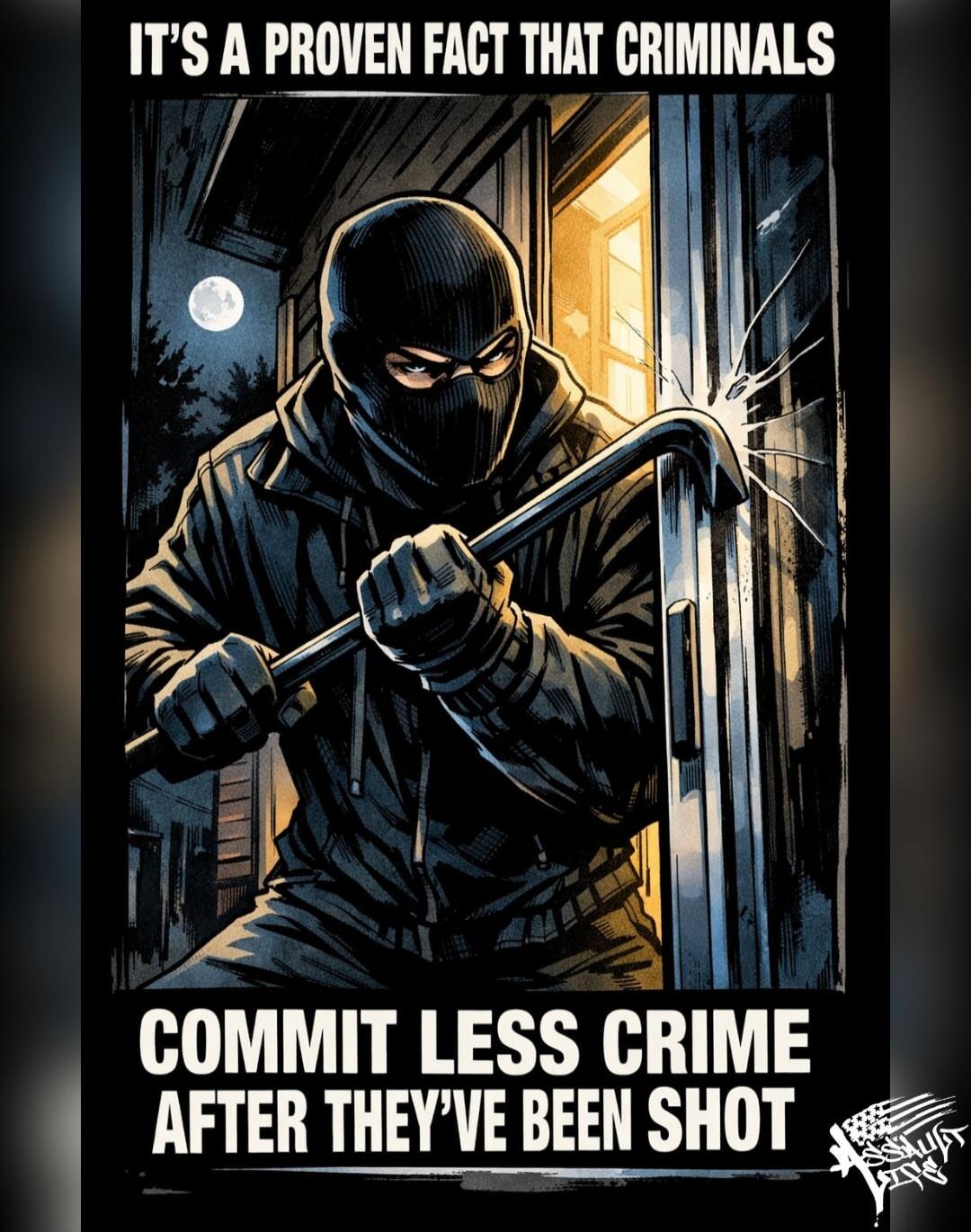 IT'S A PROVEN FACT THAT CRIMINALS COMMIT LESS CRIME AFTER THEY'VE BEEN SHOT