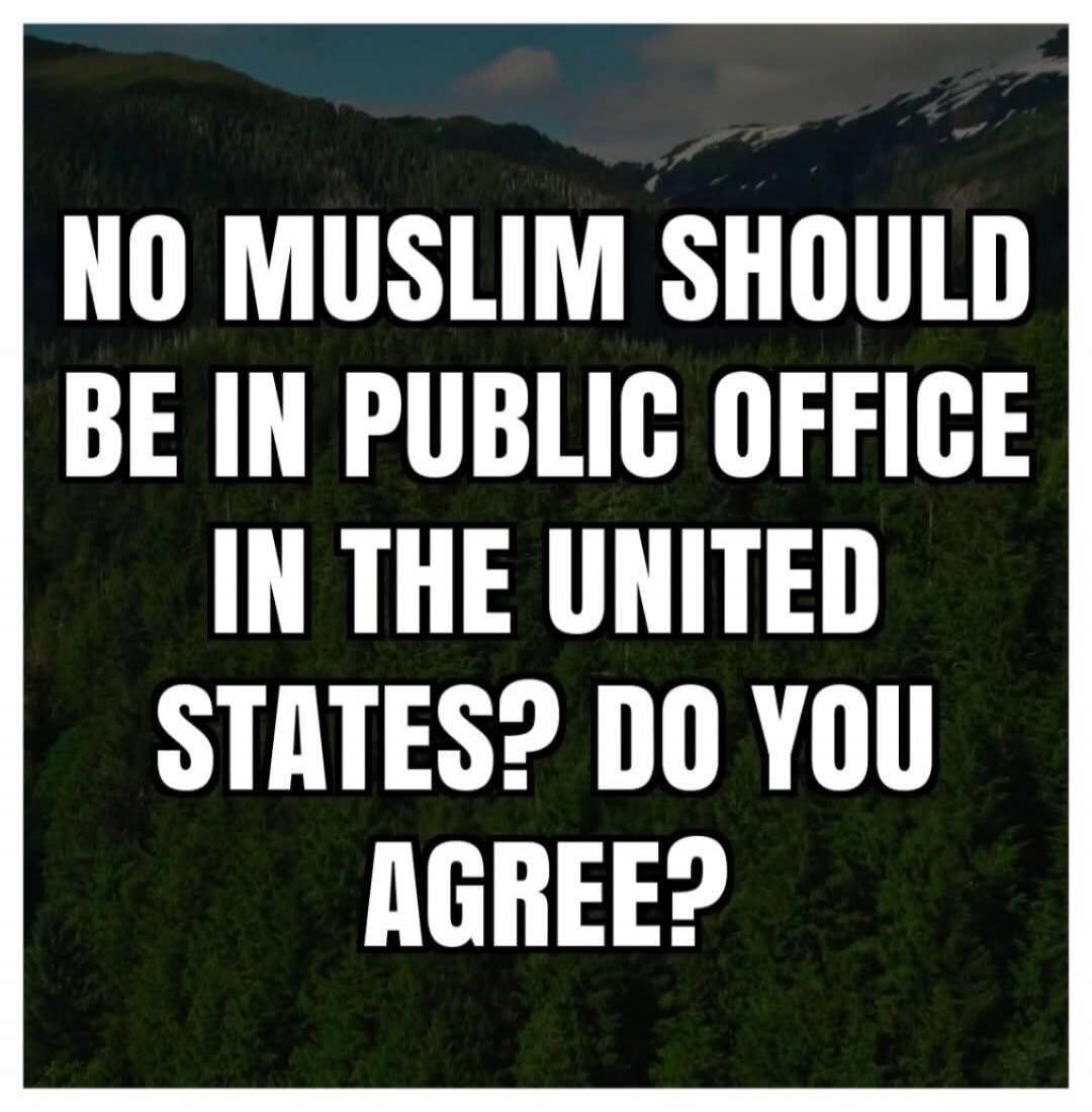NO MUSLIM SHOULD BE IN PUBLIC OFFICE IN THE UNITED STATES? DO YOU AGREE?
