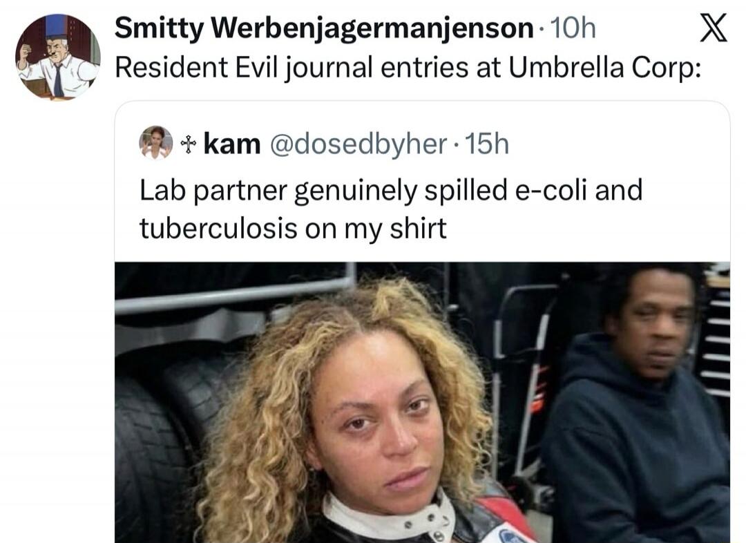 Lab partner genuinely spilled e-coli and tuberculosis on my shirt