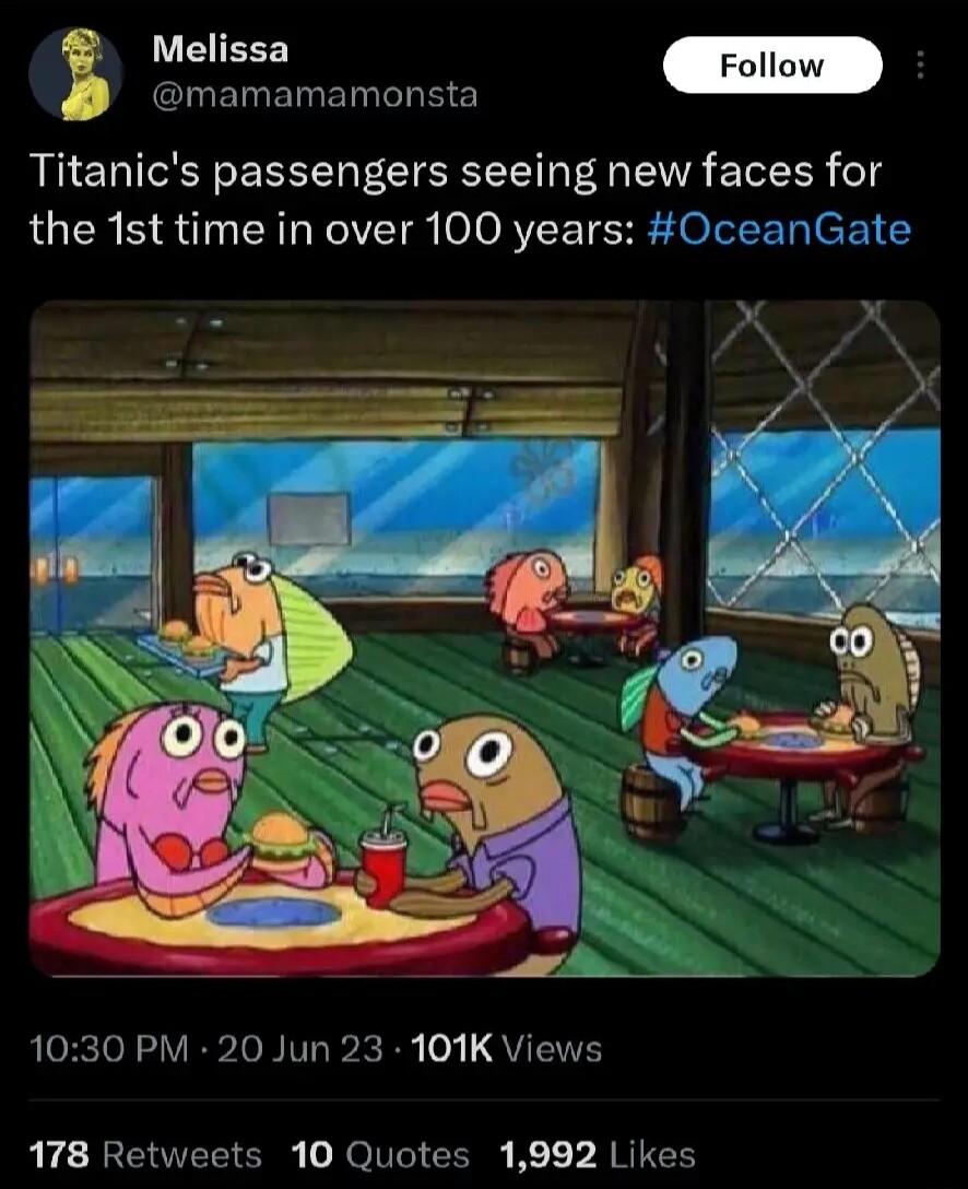 o mamamamonsta Titanics passengers seeing new faces for the 1st time in over 100 years OceanGate 1030 PM 20 Jun 23 101K Views R R ERETETCRE RO TG G K RRIGH