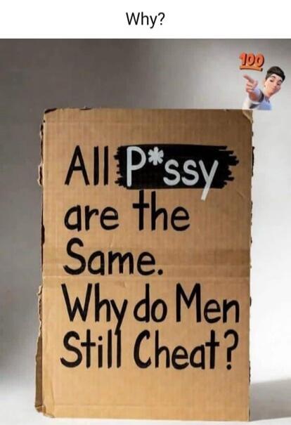 Why? All P*ssy are the Same. Why do Men Still Cheat?