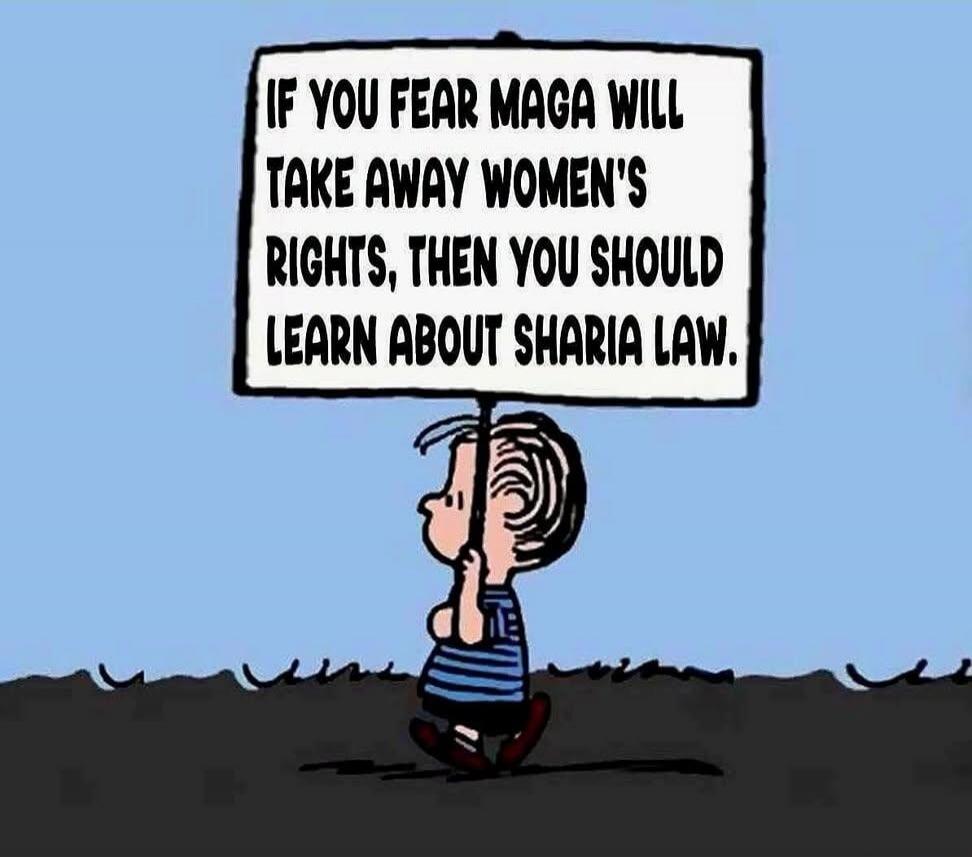 IF YOU FEAR MAGA WILL TAKE AWAY WOMEN'S RIGHTS, THEN YOU SHOULD LEARN ABOUT SHARIA LAW.