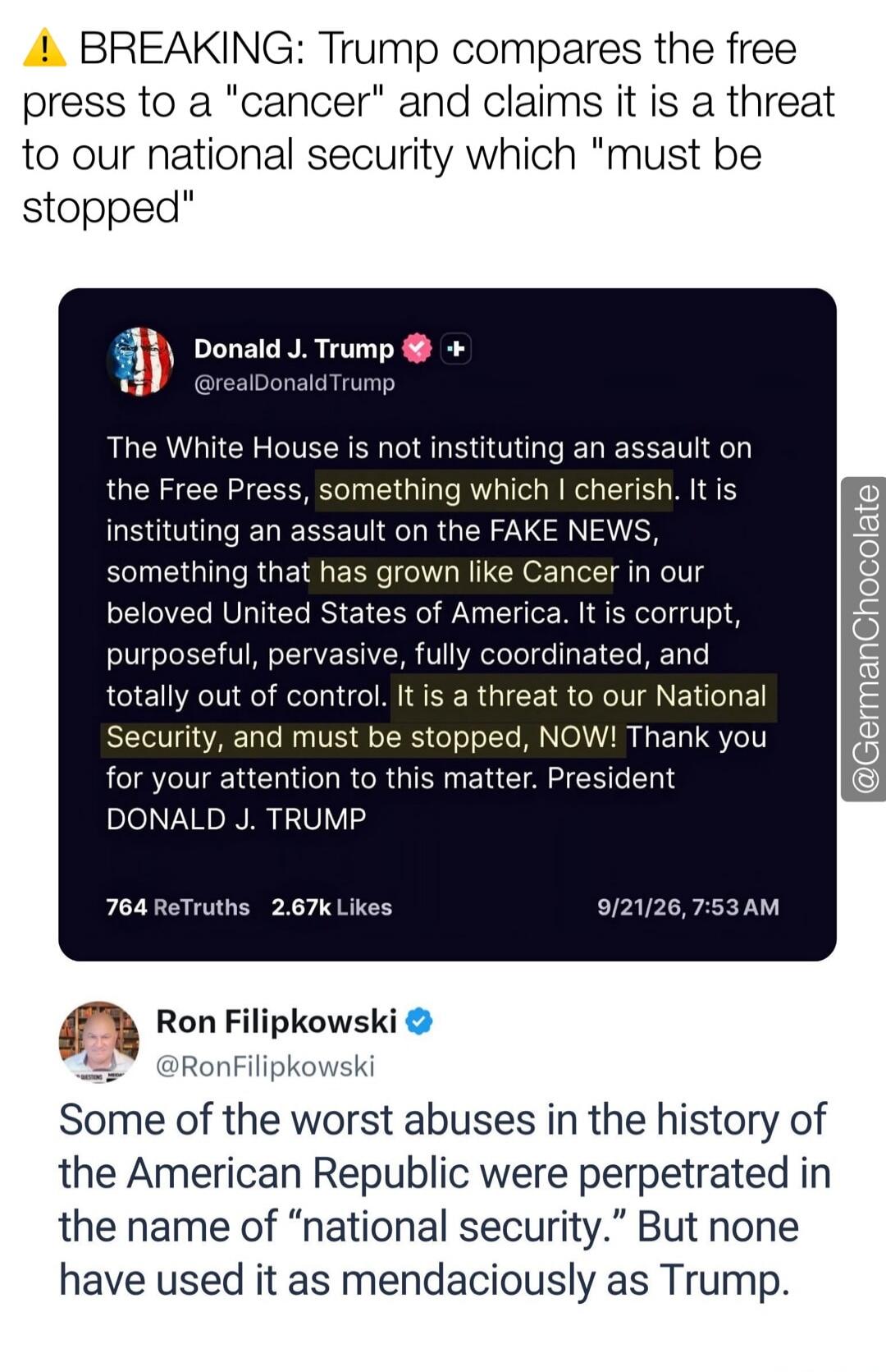 BREAKING: Trump compares the free press to a 