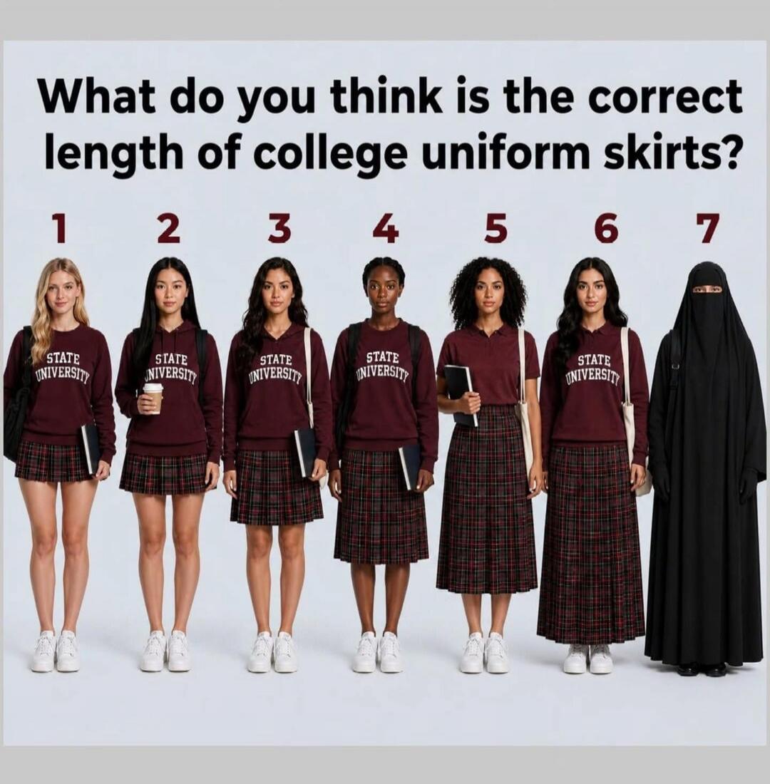 What do you think is the correct length of college uniform skirts? 1 2 3 4 5 6 7