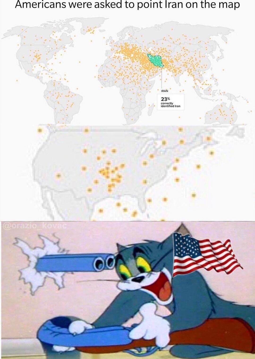 Americans were asked to point Iran on the map