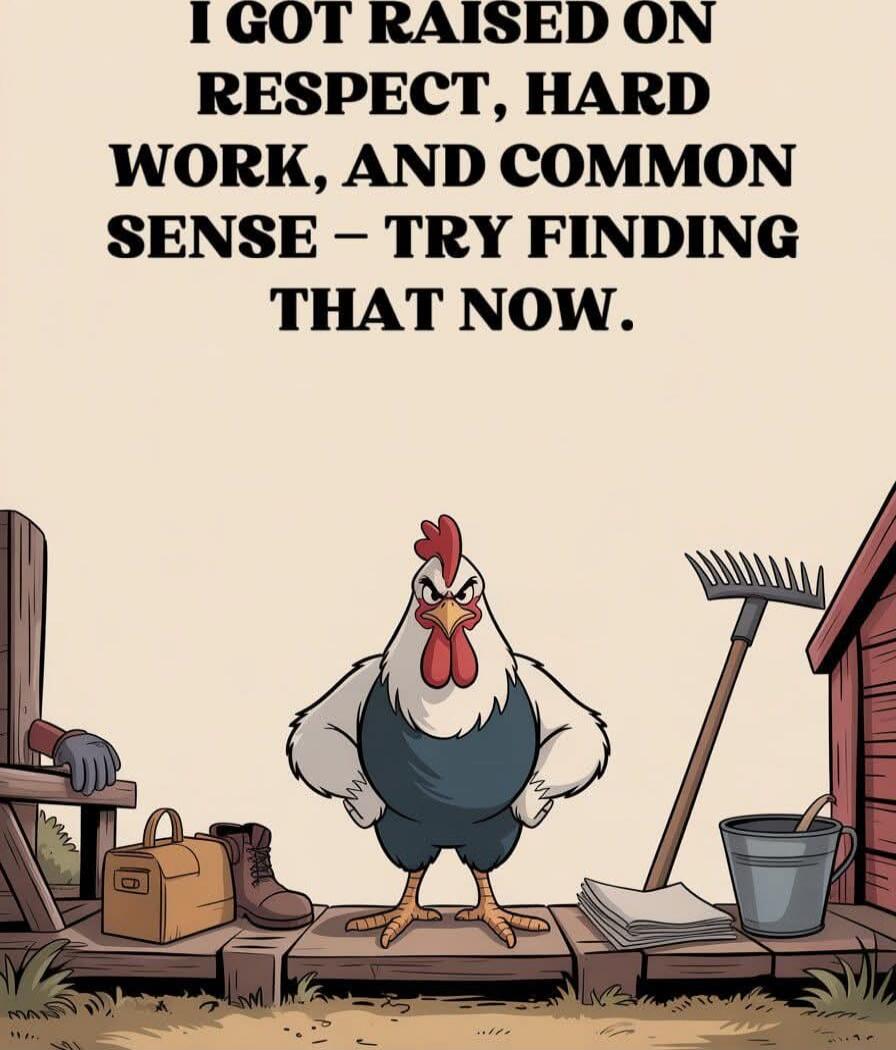 I GOT RAISED ON RESPECT, HARD WORK, AND COMMON SENSE – TRY FINDING THAT NOW.