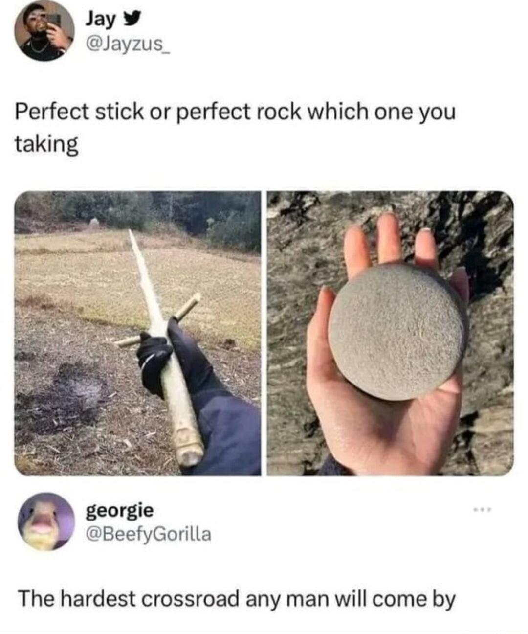 Jay Jayzus_ Perfect stick or perfect rock which one you taking georgie BeefyGorilla The hardest crossroad any man will come by