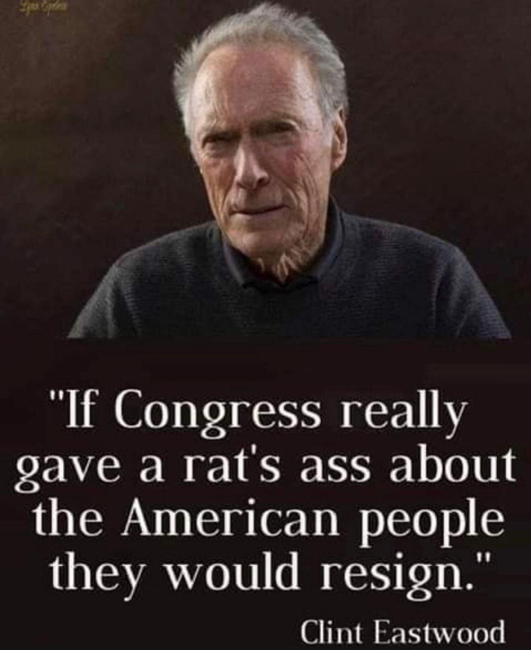 I Congress really gave a rats ass about the American people they would resign Clint Eastwood