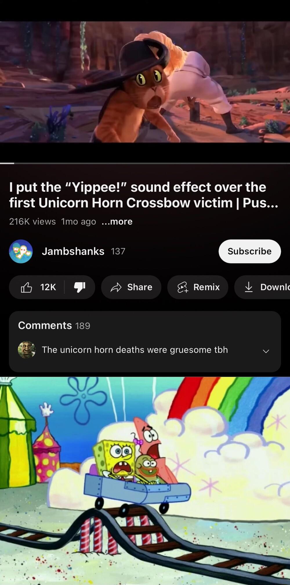1 put the Yippee sound effect over the first Unicorn Horn Crossbow victim Pus 216K views 1mo ago more Jambshanks 137 h 12k 7 Share 2 Remix L Downl o Ty L CRER 2 5 The unicorn horn deaths were gruesome tbh v
