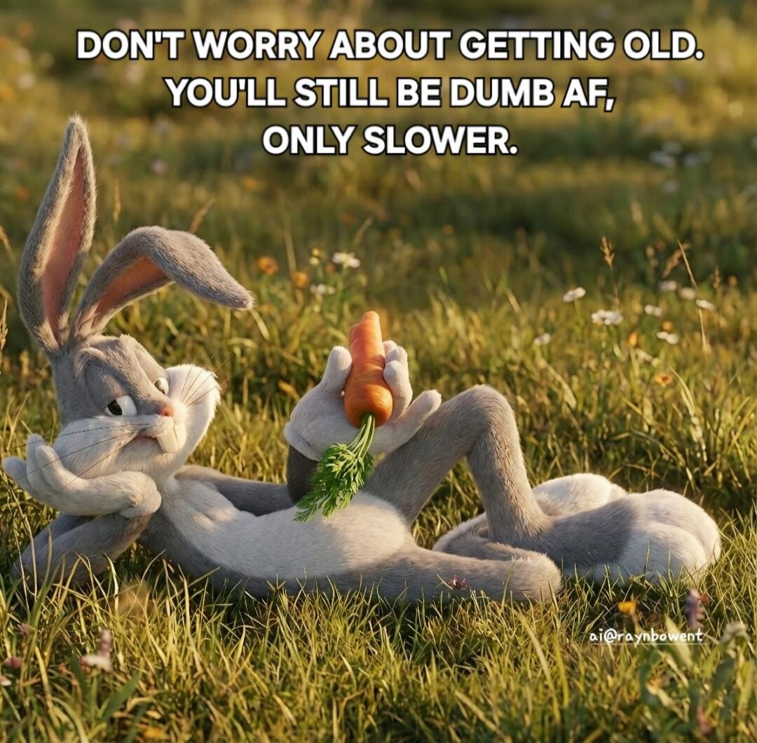 DON'T WORRY ABOUT GETTING OLD. YOU'LL STILL BE DUMB AF, ONLY SLOWER.