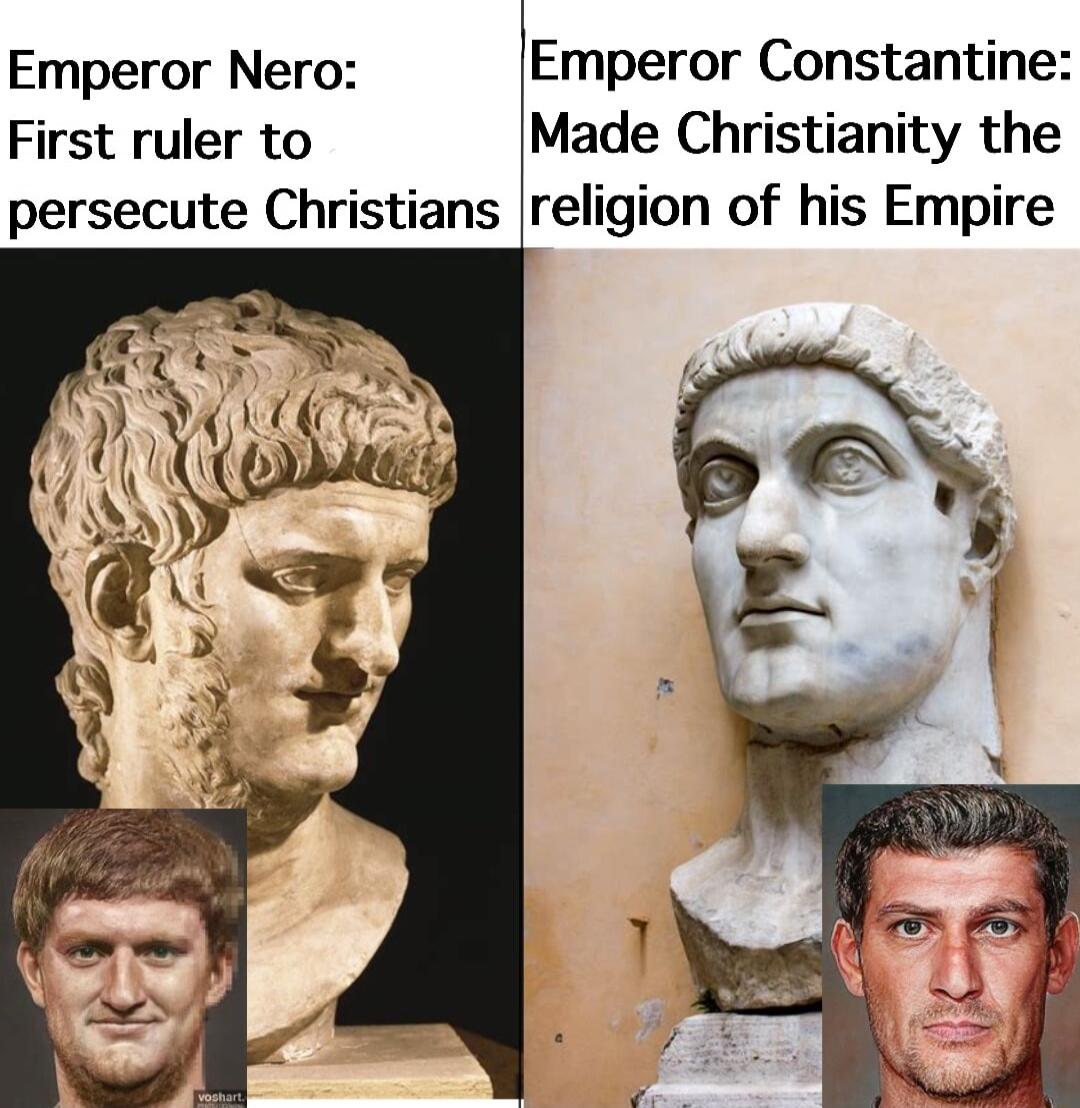 Emperor Nero Emperor Constantine First ruler to Made Christianity the persecute Christians religion of his Empire