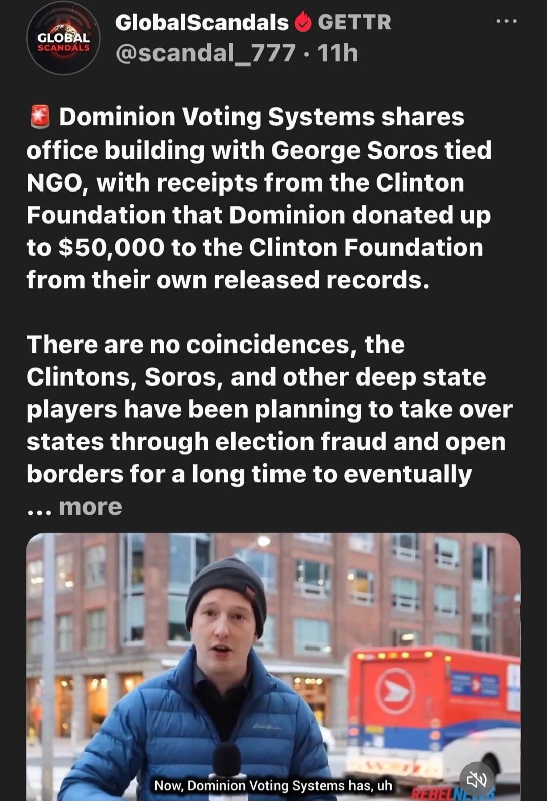 Dominion Voting Systems shares office building with George Soros tied NGO, with receipts from the Clinton Foundation that Dominion donated up to $50,000 to the Clinton Foundation from their own released records. There are no coincidences, the Clintons, Soros, and other deep state players have been planning to take over states through election fraud