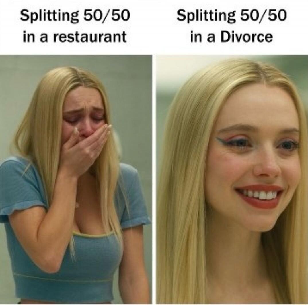 Splitting 50/50 in a restaurant
Splitting 50/50 in a Divorce