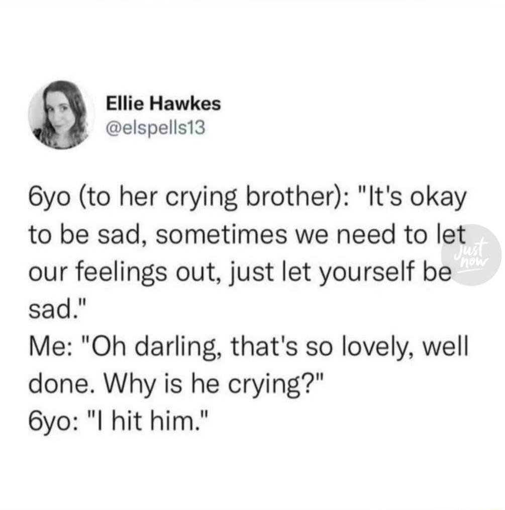 6yo (to her crying brother): 